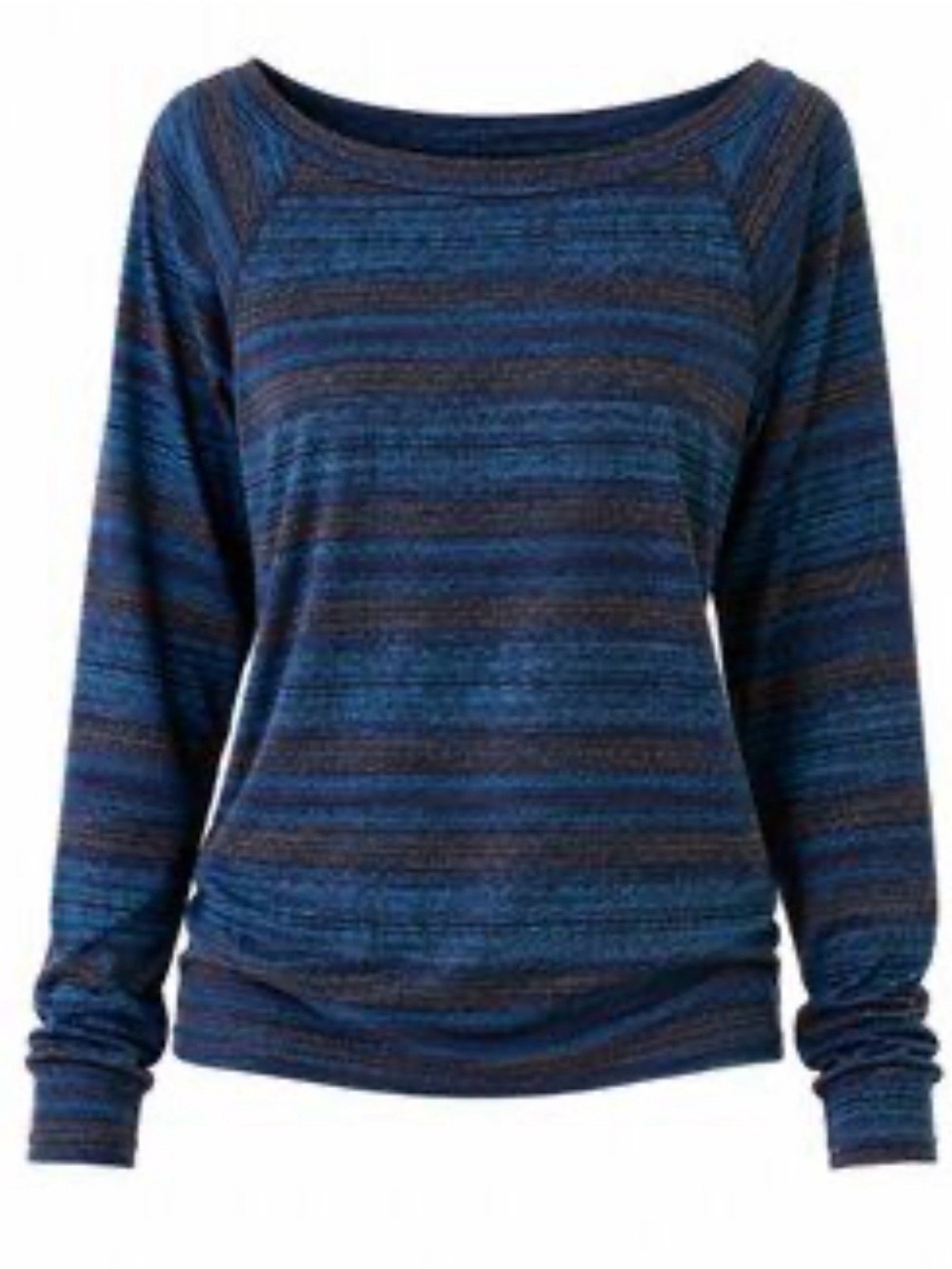 Nike Dri Fit Blue Striped Long-Sleeve Women's Boat Neck Top S